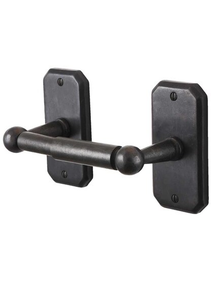 Solid-Bronze Toilet Paper Holder with Angular Plates.